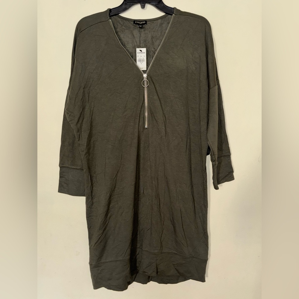 Express Forest Green Knit Sweater Dress